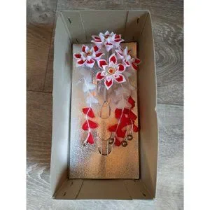 Vintage Japanese Bira Kanzashi Kimono Red Hairpin Hair Ornament Original Box Kanzashi Big &Small Red Japan Kimono Hair ornament, Set of 2  main image 4